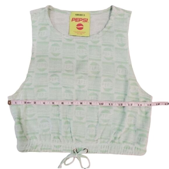 Forever 21 Pepsi Collaboration Mint Green Sleeveless Crop Top Sizes Medium - Picture 5 of 8